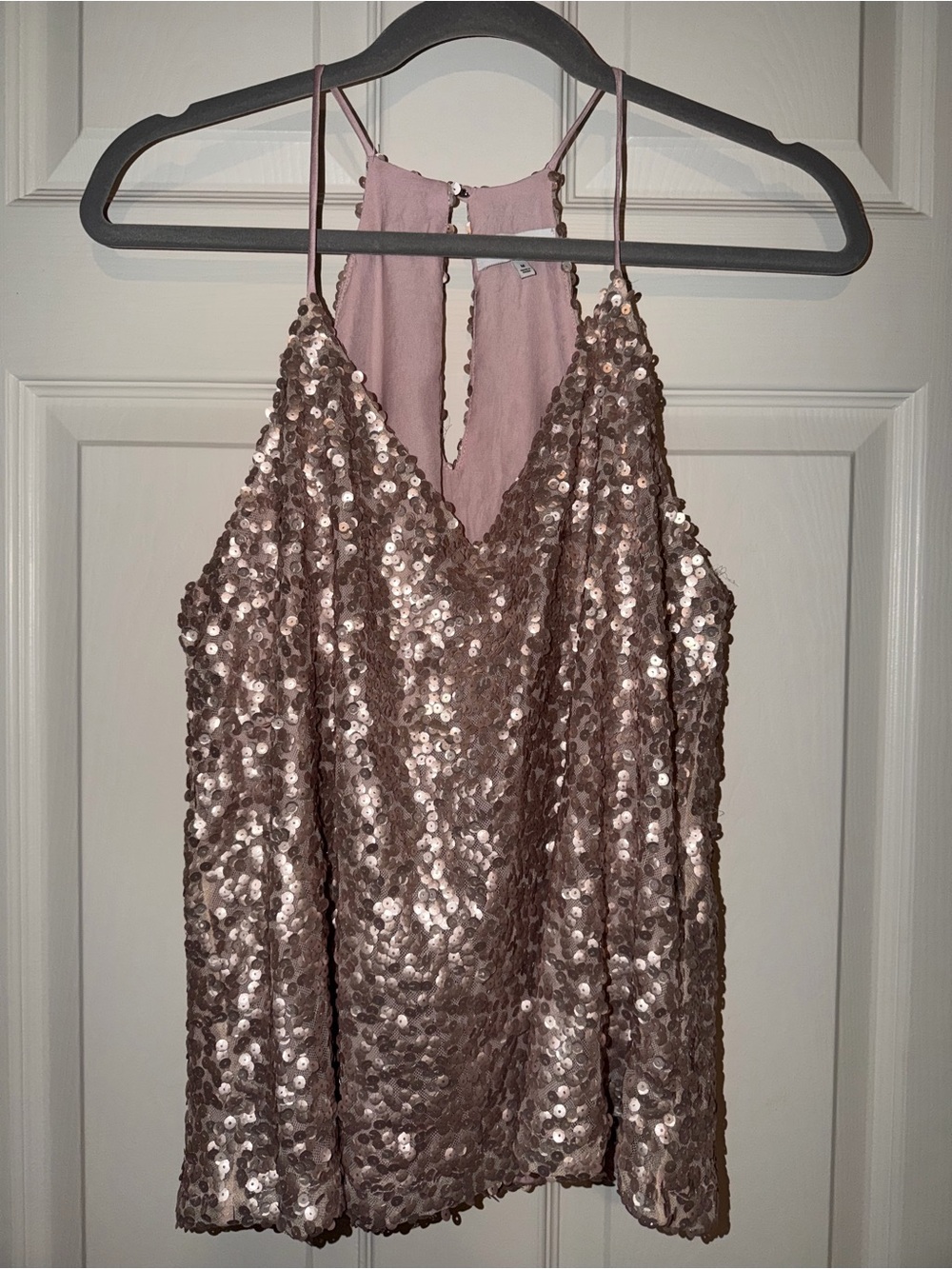 NSR Rose Gold Sequin Halter Top